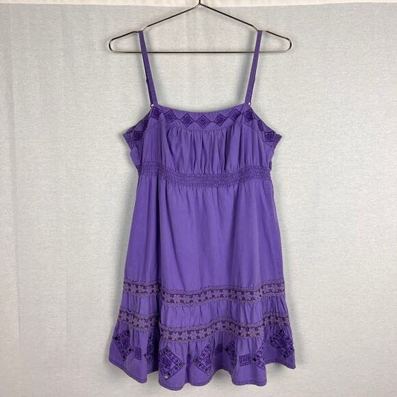 Vintage Charlotte Russe Dress Y2K Babydoll Purple Embroidered Boho Hippie Artsy - Picture 1 of 6